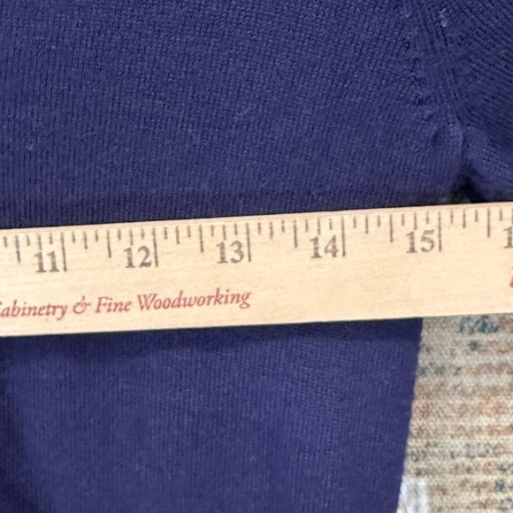 Trina Turk Sass Merino Wool Pointelle Fringe Trim Sweater Blue Small | L005 - Picture 8 of 12